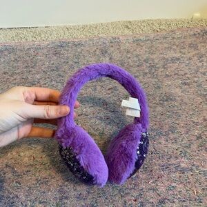 faux fur and sequin girls purple ear muffs